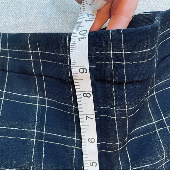 Ann Taylor Devin Fit Navy Grey Yellow White Plaid Pockets Trousers Pants Office - Picture 12 of 13